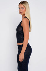 Down For Me Sequin Knit Top Midnight
