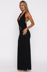 Too Hot For You Halter Maxi Dress Black