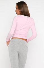 Forever Mine Long Sleeve V Neck Baby Tee Pink