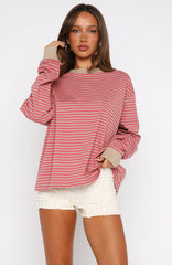 Catch The Drift Long Sleeve Tee Pink/Stone Stripe