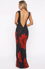 That's Amore Maxi Dress Black Scarlet Bloom