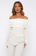 Take The Reigns Long Sleeve Top Off White