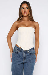 In The Mirror Strapless Bustier Cream