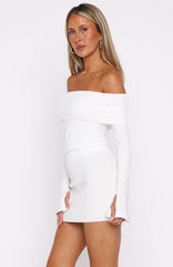 Parental Guidance Knit Mini Dress White