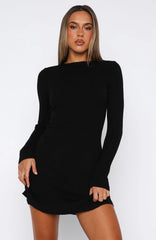 Let's Be Together Long Sleeve Mini Dress Black