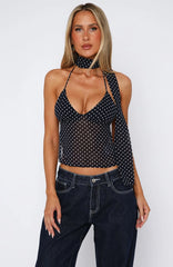 Quick Getaway Top Navy Polka Dot