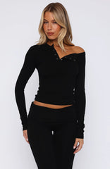 Visions Of You Long Sleeve Top Black