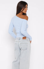 Double Dates Long Sleeve Knit Top Blue