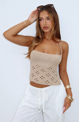 Taking My Time Crochet Top Oat