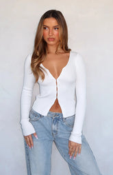 Time To Slay Long Sleeve Knit Top Off White