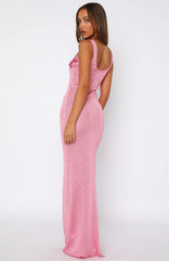 Marine Mist Sequin Knit Maxi Dress Pink
