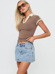 Nicolina Low Rise Denim Mini Skirt Ice Blue Wash