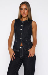 I'll Miss You Denim Top Dark Navy