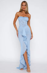Still Got It Mesh Maxi Dress Sky Blue
