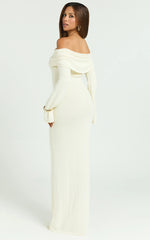 Pietra Maxi Dress - Knit Off Shoulder Dress in Cream
