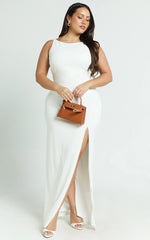 Indi Maxi Dress - Boat Neck Bodycon Dress in White