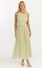 Paloma Maxi Dress - Ruched Shift Dress in Sage
