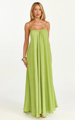 Eliana Maxi Dress - V Neck Chain Strap Tie Back Shift Dress in Green