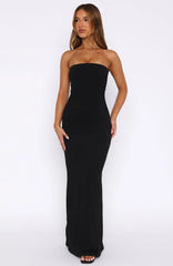 Confidence Is Key Strapless Maxi Dress Black