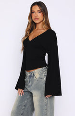 Nobody's Watching Long Sleeve Top Black