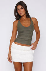Topic Of Conversation Halter Top Moss