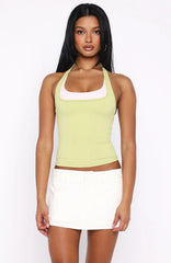 No Proof Double Layer Halter Top Green/Pink