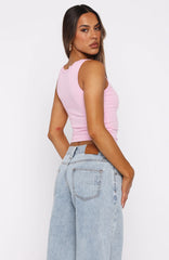 Spotted You Tank Ribbed Top Baby Pink