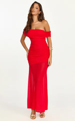 Victoria Maxi Dress - Off Folder Fit and Flare Dress in Red
