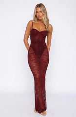 In The Atmosphere Lace Dress Wine