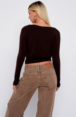 Love On Lock Long Sleeve Top Chocolate