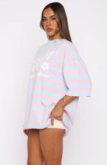 In The Valley Oversized Tee Blue/Pink Stripe