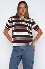 Make Your Move Polo Tee Burgundy Stripe