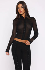 On My Own Wave Long Sleeve Top Black