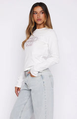 Let's Get Going Relaxed Long Sleeve Baby Tee White