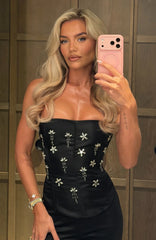 Damned Heart Embellished Bustier Black