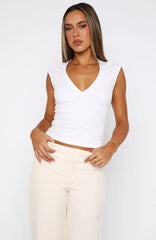 About Us V Neck Top White