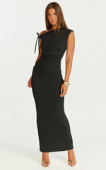 Belle Maxi Dress - Tie Shoulder Detail Dress in Black