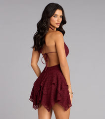 After Dark Charm Lace Halter Dress
