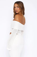In Too Deep Long Sleeve Knit Top White