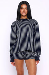 Touchdown Long Sleeve Tee Navy Stripe