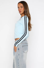 Forever Mine Long Sleeve V Neck Baby Tee Baby Blue
