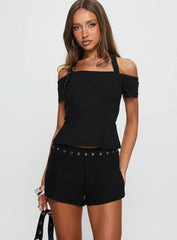 Chalise Eyelet Mini Shorts Black