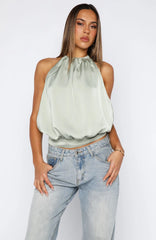 What Was I Thinking Halter Top Sage
