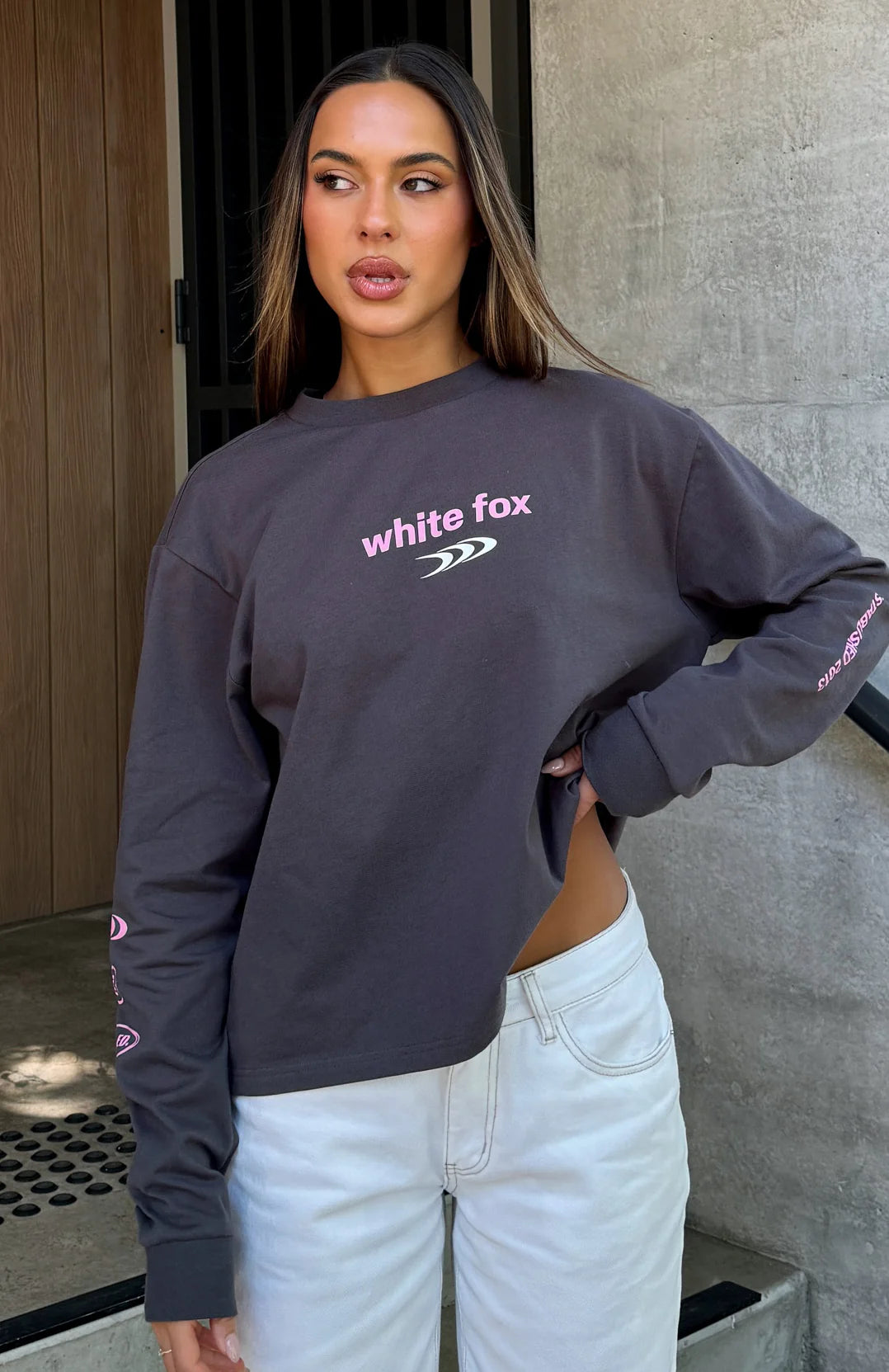 All Around Me Long Sleeve Tee Charcoal