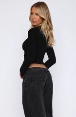 Letters To You Long Sleeve Top Black