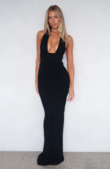 Say What You Feel Halter Maxi Dress Black