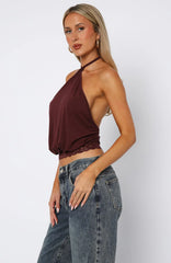 Endless Moment Halter Top Burgundy