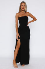 Deep In My Heart Strapless Maxi Dress Black