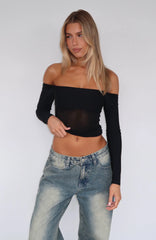 Used Up Long Sleeve Top Black