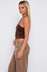 Better Perspective Knit Halter Top Bronze